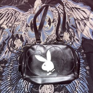 PLAYBOY Black Shoulder Bag with White Logo